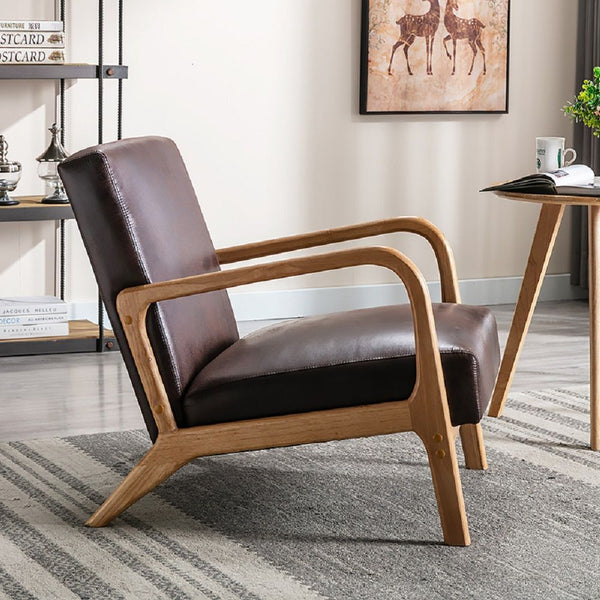 Open Framed Armchair With Cushioning Brown - Dark Brown