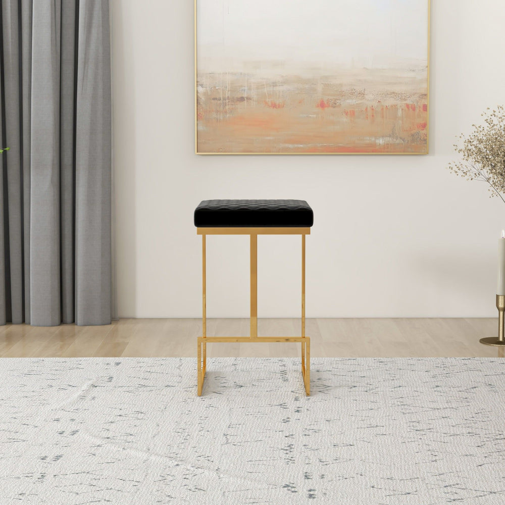 Joel - Upholstered Stool - Black / Gold