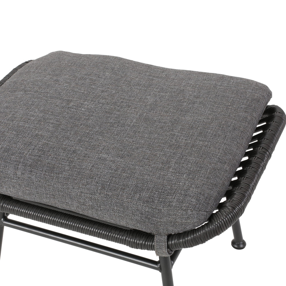 Outdoor Modern Boho Wicker Ottoman With Cushions (Set of 2)