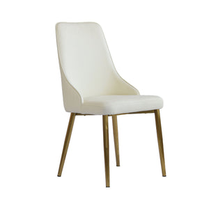 Modern Sponge-Filled Dining Chair, Solid Wood Metal Legs, Suitable For Restaurants, Living Rooms And Rooms (Set of 2) - White