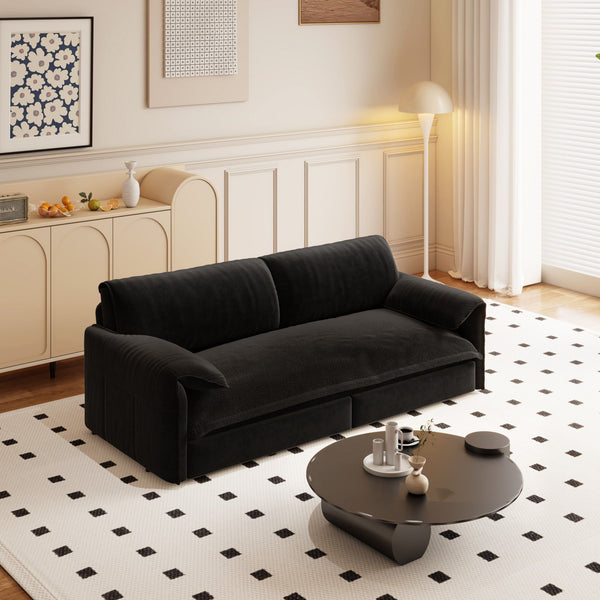 Pull Out 3 In 1 Convertible Sleeper Sofa With Side Storage, Multi Functional