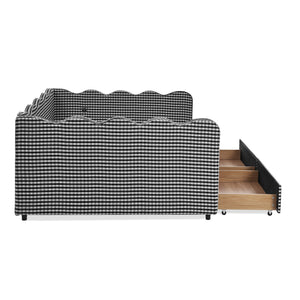 Gingham Daybed & USB Charging Port, Wave Shaped Design