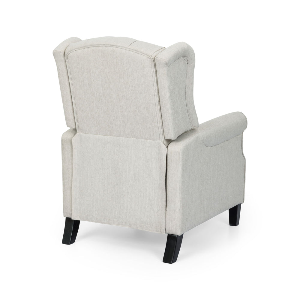 Contemporary Tufted Fabric Push Back Recliner - Beige