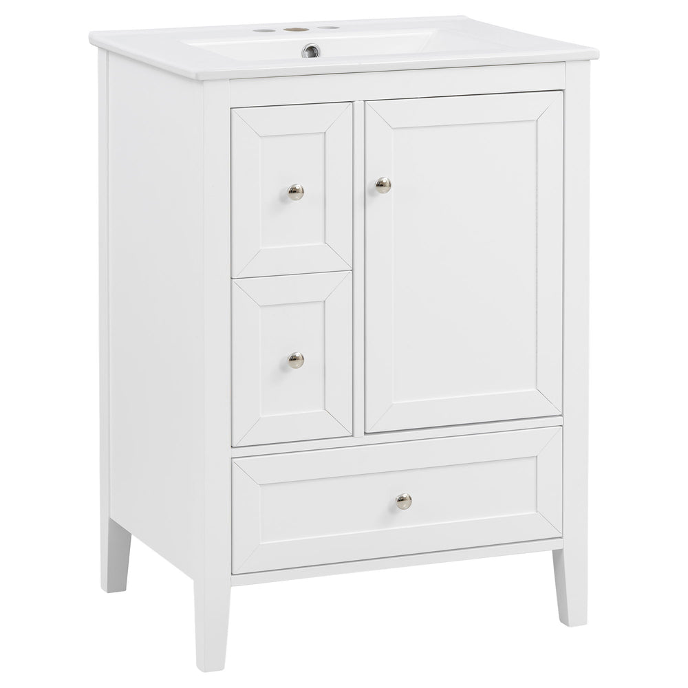 Modern Bathroom Vanity With Sink, Soft Close Drawers & Door, Storage Rack