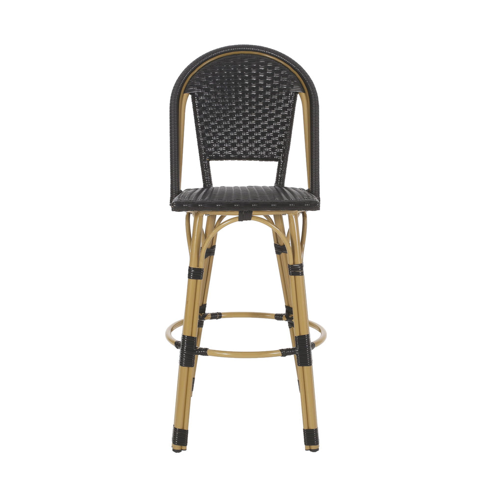 Outdoor Rattan And Aluminum French Barstools (Set of 2)