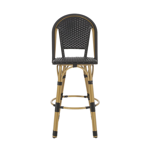 Outdoor Rattan And Aluminum French Barstools (Set of 2)