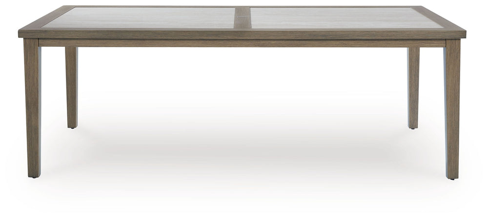 Rainier Ranch - Rectangle Dining Table With Umbrella Option - Brown / Beige