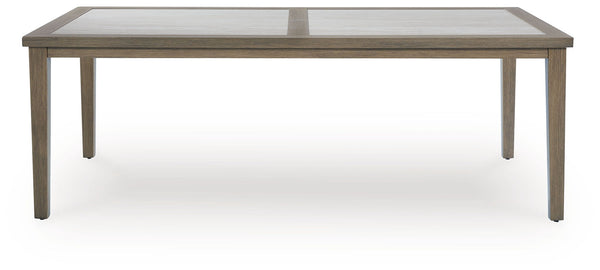 Rainier Ranch - Rectangle Dining Table With Umbrella Option - Brown / Beige