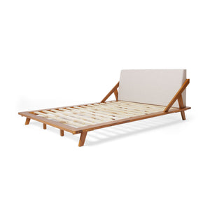 Okioki - Charleston Fabric Upholstered Acacia Wood Bed