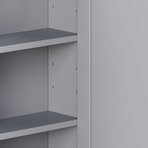 Bathroom Wall Storage Cabinet With Mirror And Adjustable Shelf, 6 Open Shelves