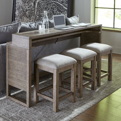 Bartlett Field - 4 Piece Living Room Set (Console Bar Table & 3 Console Stools) - Dusty Taupe