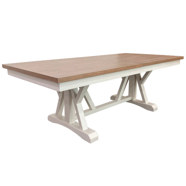 Americana Modern Dining - Extendable Trestle Table With 8 Upholstered Chairs - Cotton