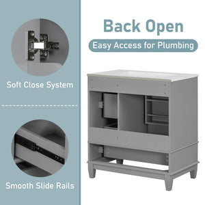 Freestanding Bathroom Vanity With Sink, Soft Close Door, 3 Drawers