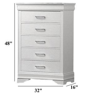Chest, 5 Drawer Storage Furniture - White