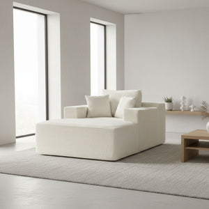 Convertible Chaise Lounge Chair With Wide Armrest & Throw Pillows