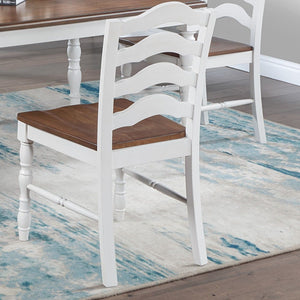 5 Piece Dining Set With Table And Ladder Back Chairs - Oak / White