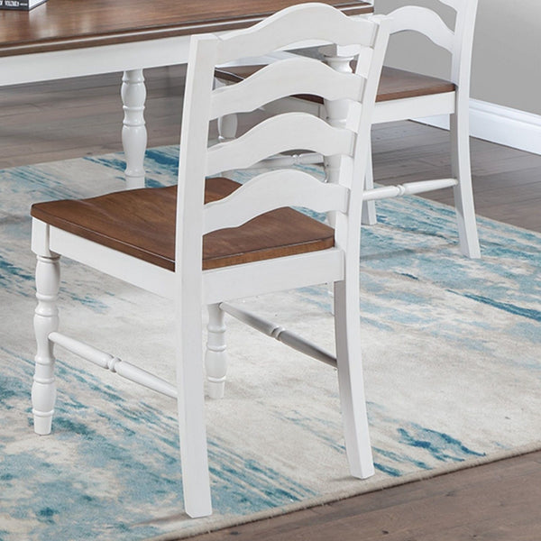 5 Piece Dining Set With Table And Ladder Back Chairs - Oak / White
