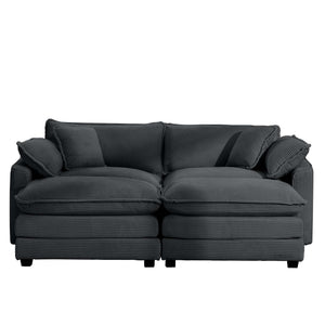Modular Oversized Cushion Sofa With Ottoman, Low Back, Deep Seating Sofa Set
