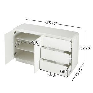 Sideboard, Wide Storage With 2 Doors And 3 Drawers