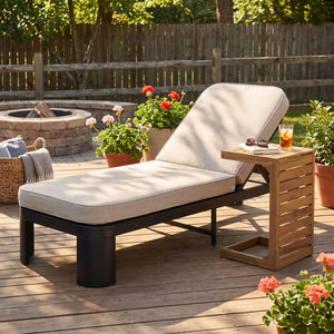 Outdoor Chaise Lounge Set With Side Table, 5 Position Adjustable Patio Recliner
