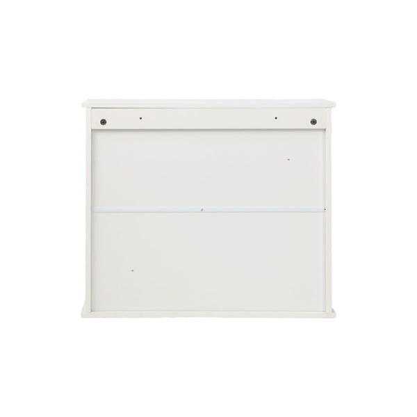 Louvered Double Door Wall Mounted Bathroom Cabinet - White