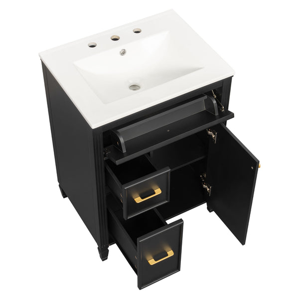 Freestanding Bathroom Vanity With Sink, Soft Close Door, Tip Out Drawer