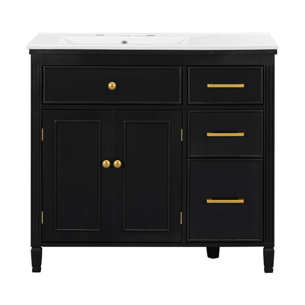 Bathroom Vanity With Sink Top, 3 Soft Closing Drawers