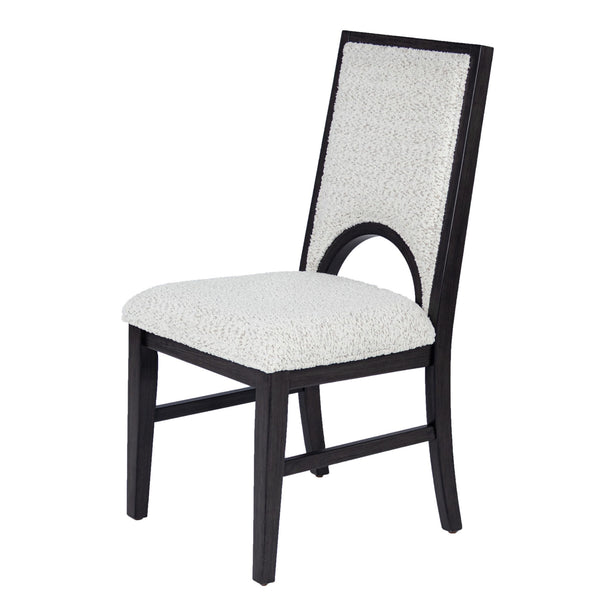 5 Piece Round Dining Set With Upholstered Chairs - Black / White