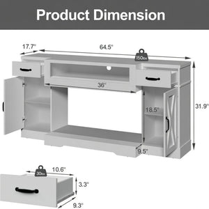 TV Stand With Adjustable Shelves & Double Doors