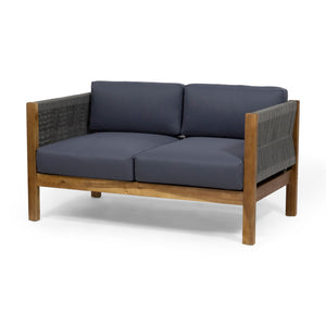 Charlotte - Outdoor And Rope 4 Seater Chat Set With Cushions - Teak
