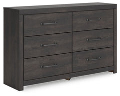Hollivern - Six Drawer Dresser - Dark Gray