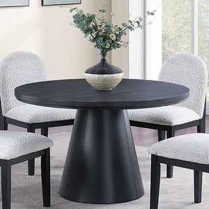 5 Piece Round Dining Set With With Chairs - Black / White