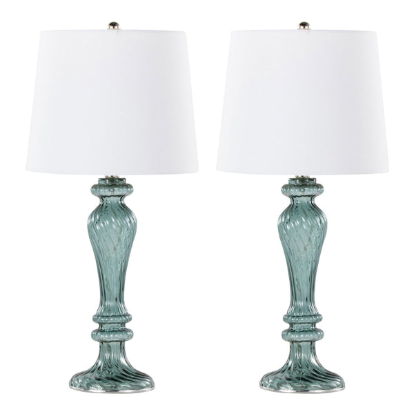 Windsor - Contemporary Table Lamp (Set of 2) - Clear Turquoise / Off White