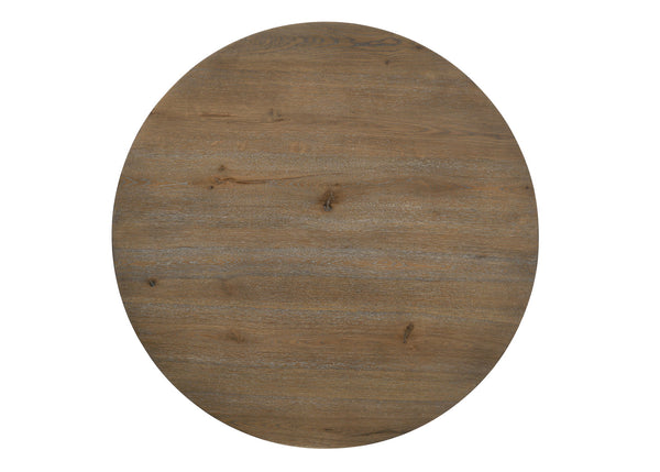 Brutus - 5 Piece Wide Round Dining Table With Wheat Colored Chairs (Set of 5) - Vintage Walnut