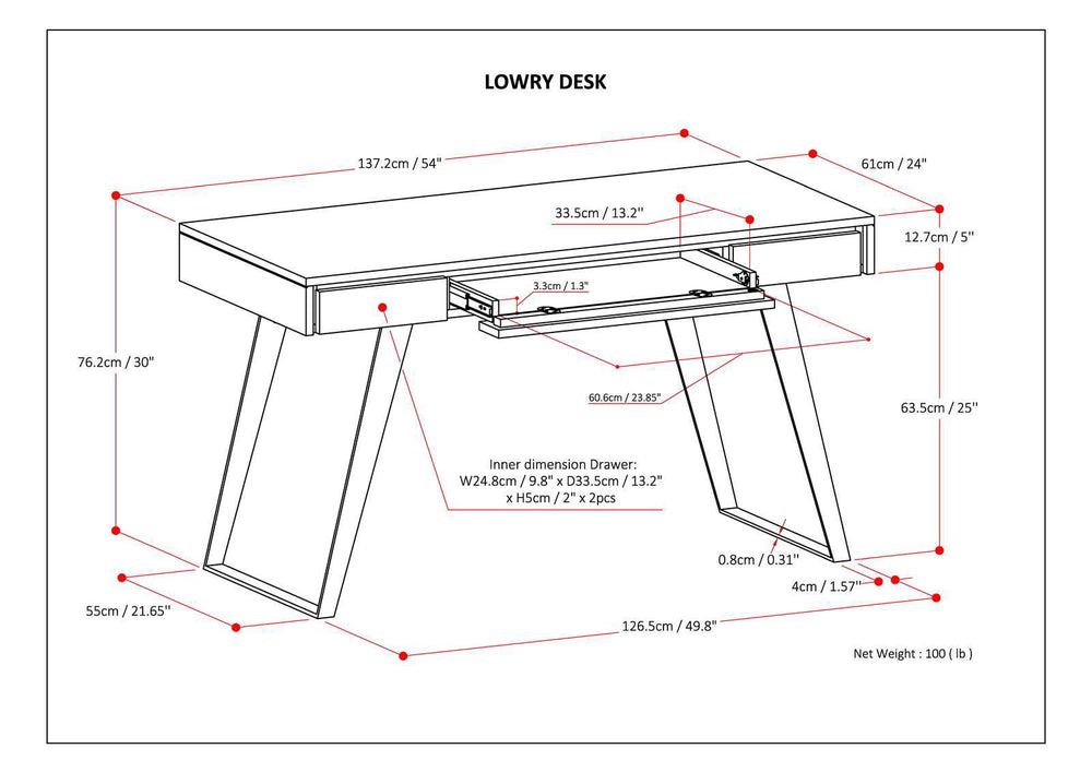 Lowry - Desk - Distressed Charcoal Brown