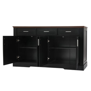 Fluted Sideboard Buffet Cabinet With 4 Doors And 3 Drawers
