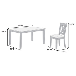 7 Piece Dining Room Furniture, Table And 6 Chairs Set - Gray