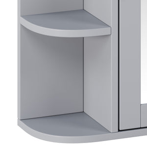 Bathroom Wall Storage Cabinet With Mirror And Adjustable Shelf, 6 Open Shelves