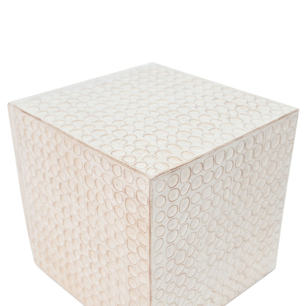 Chic Modern Mgo Cube Side Table With Fluted Design - Antique Brown