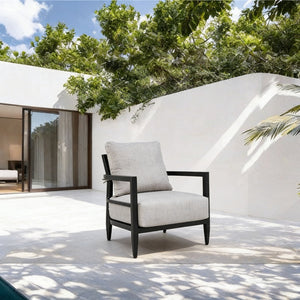 Outdoor Lounge Chair With Ember Frame, Sunbrella Cast Cushion, Weather Resistant - Ember Black