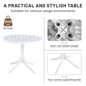 4 Piece Set Of Color Block Designed Single Chairs With Round Table - Grain Yellow / Haze Green / Tropical Orange / White