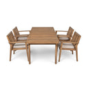 5 Piece Patio Furniture Set Acacia Wood Table And 4 Heavy Duty Cushioned Chairs