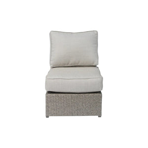 6 Seat Patio Wicker Sectional With Cushions - Gray Mix