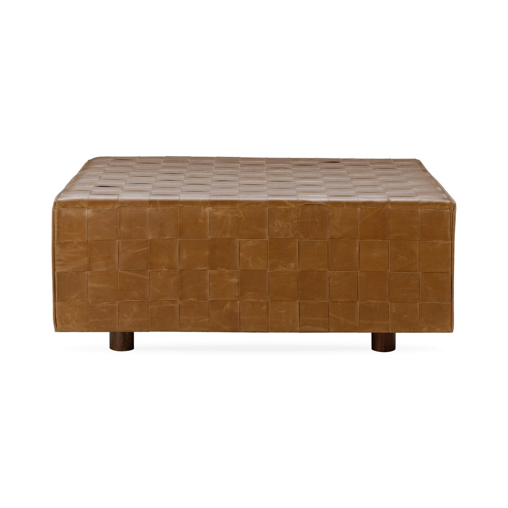 Bridgitte - Leather Square Ottoman - Autum Maple
