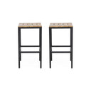 Outdoor Bar Stool With Slat Design And Metal Frame (Set of 2)