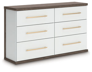 Kendanport - 3 Pc. - Dresser And 2 Nightstands - Brown / White
