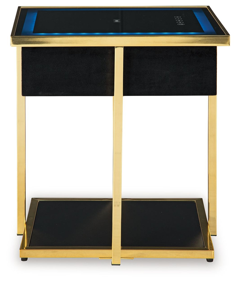 Rexwell - Accent Table With Speaker - Black / Gold Finish