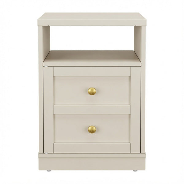 Nightstand With Door & Shelf, 2 Drawer Side Table