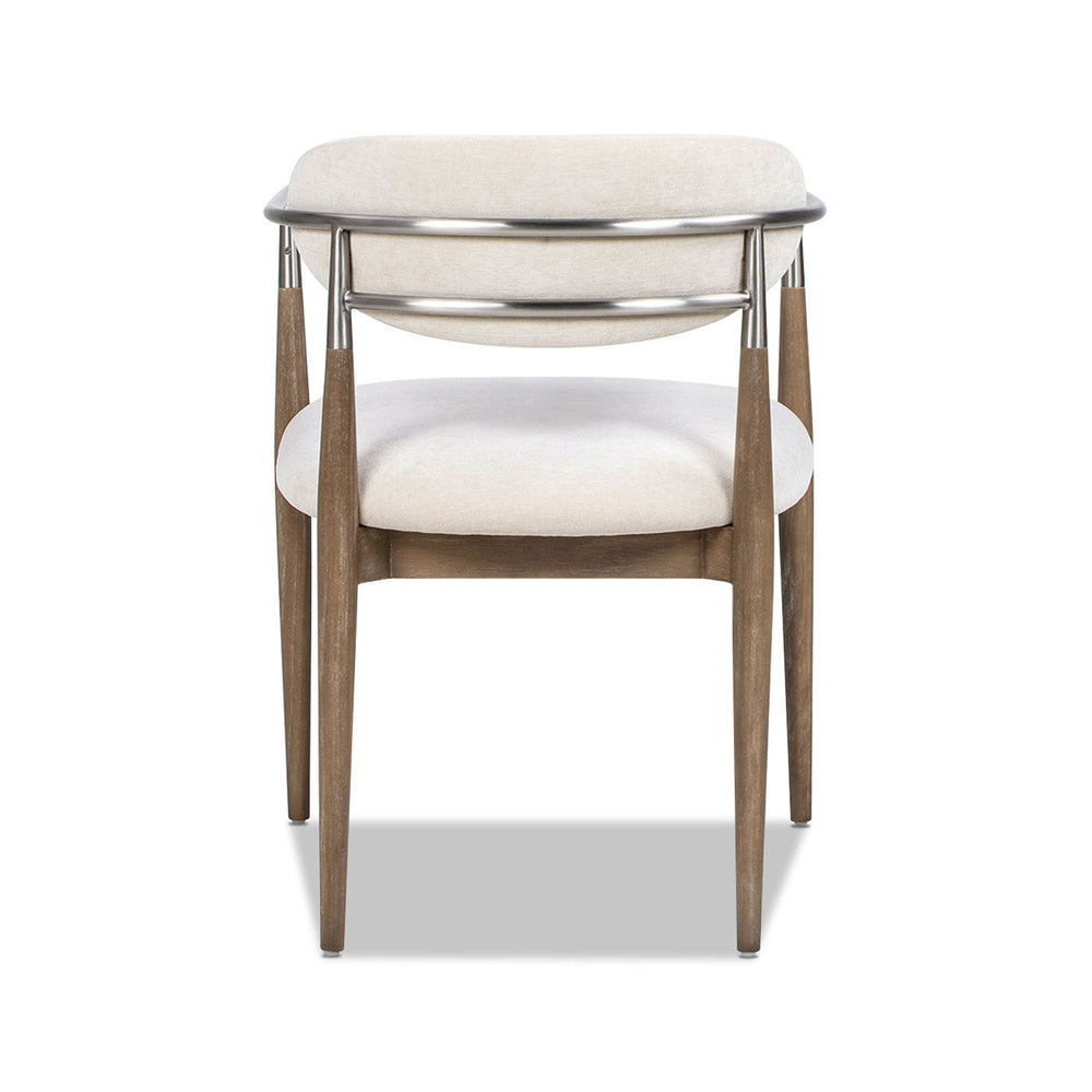 Artemis - Mixed Material Upholstered Dining Arm Chair - Warm White