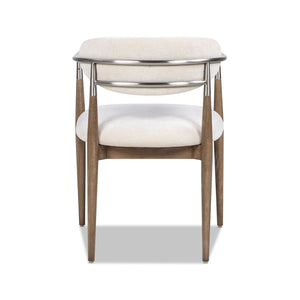 Artemis - Mixed Material Upholstered Dining Arm Chair - Warm White